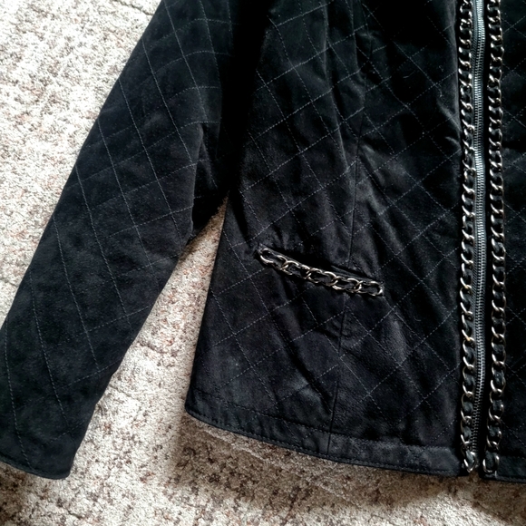 Pamela McCoy Black Genuine‎ Suede Leather Business Casual Blazer Jacket Size 6 - Picture 4 of 14